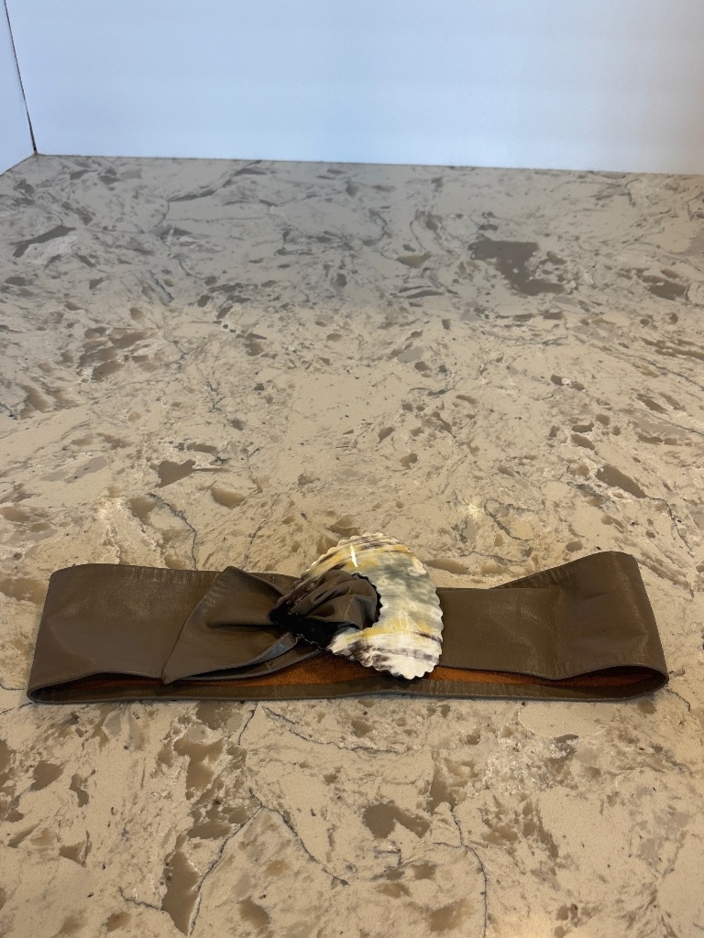 Women’s Vintage Wide Leather Belt Genuine Horn Buckle Size Small